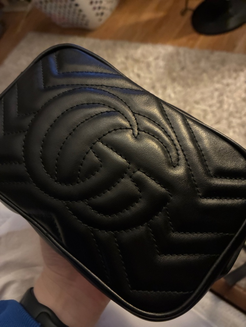 Gucci Black Quilted Leather Crossbody with Gold GG Hardware - Picture 4 of 8